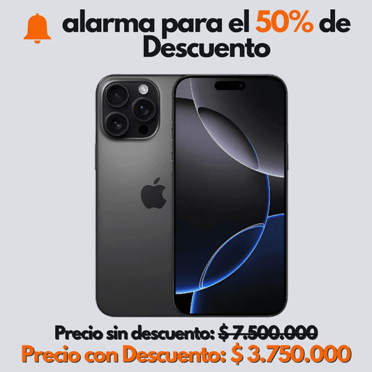 Alarma 50% descuento de Iphone 16 Pro Max 512 GB Color Titanio Negro